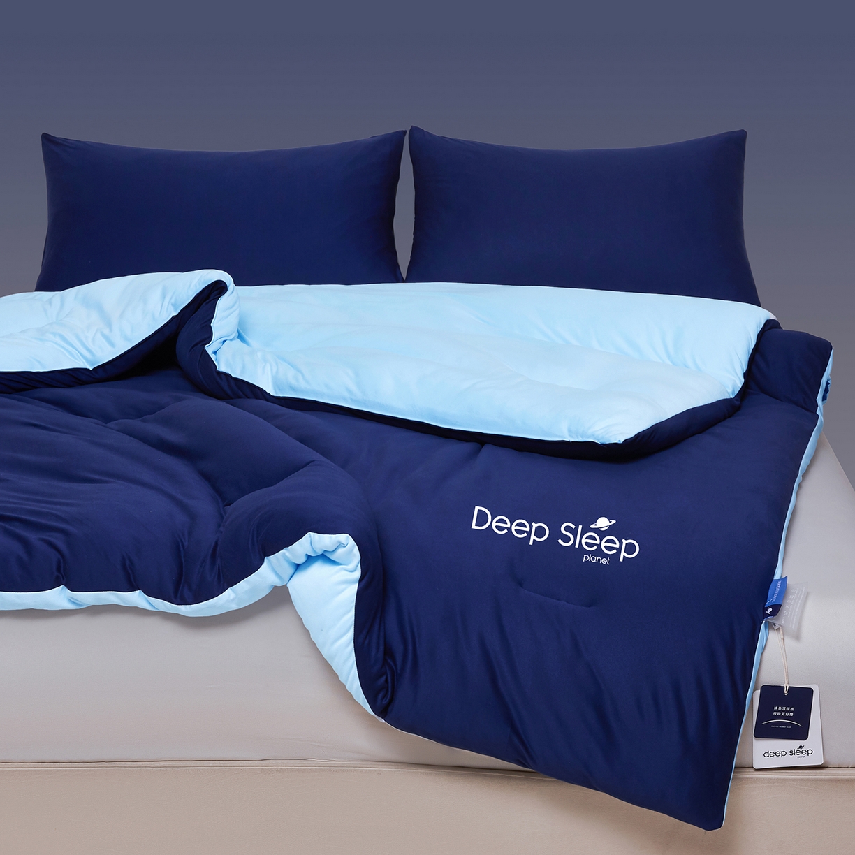 91家纺网 家纺一手货源 找家纺 云玲时尚 2025新款深睡星球针织棉控温被pro被子被芯 深睡蓝