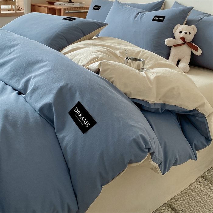 （总）澜妃 2025新款13372纯色双拼全棉纯棉四件套