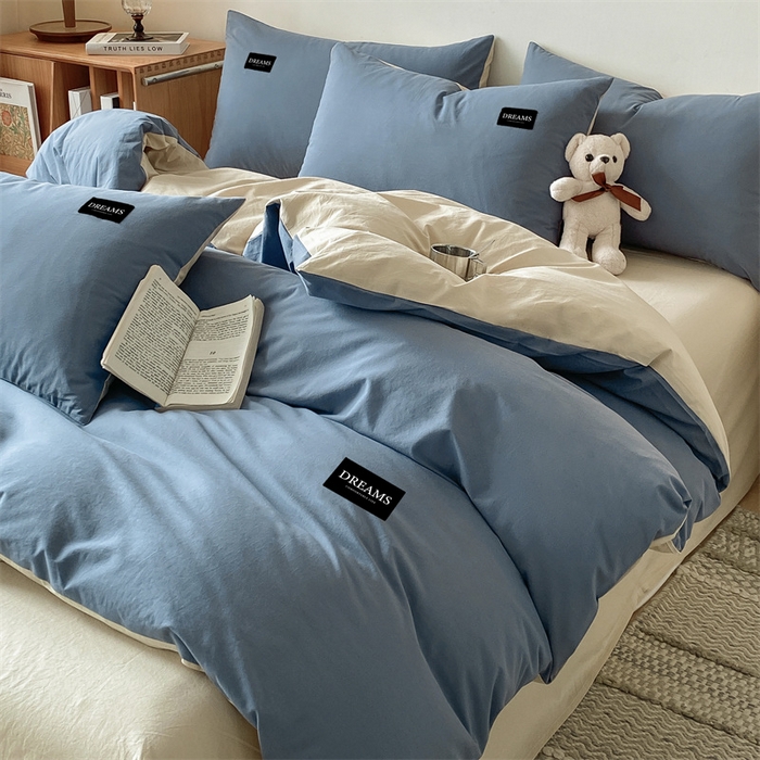 91家纺网 家纺一手货源 找家纺 （总）澜妃 2025新款13372纯色双拼全棉纯棉四件套