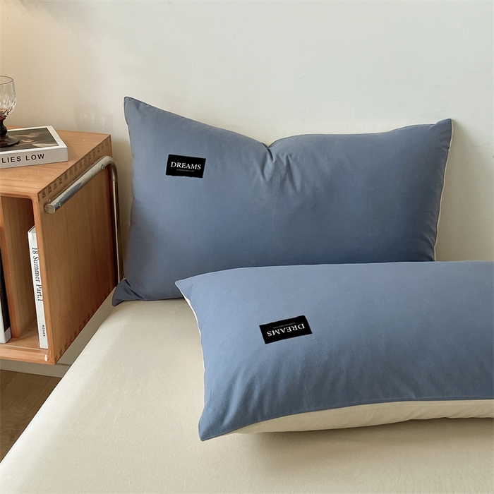 91家纺网 家纺一手货源 找家纺 （总）澜妃 2025新款13372纯色双拼全棉纯棉四件套