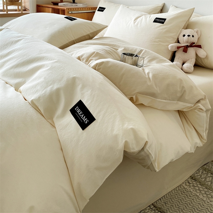 91家纺网 家纺一手货源 找家纺 （总）澜妃 2025新款13372纯色双拼全棉纯棉四件套