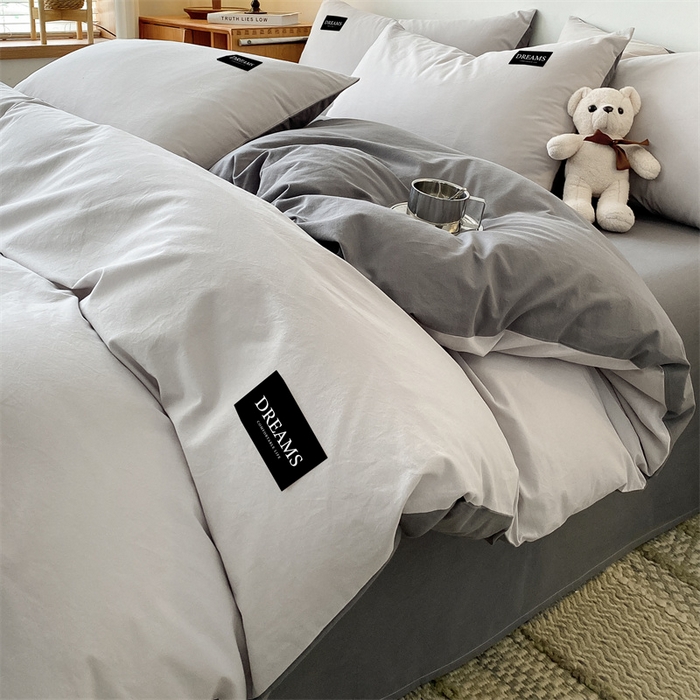 91家纺网 家纺一手货源 找家纺 （总）澜妃 2025新款13372纯色双拼全棉纯棉四件套