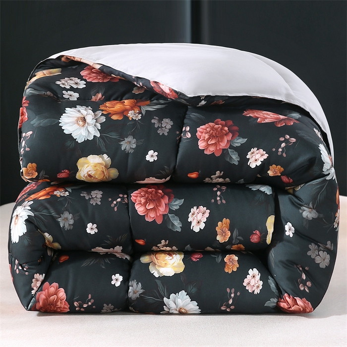 91家纺网 家纺一手货源 找家纺 好老表被业 2025新款印花羽丝绒冬被被子被芯 暗夜繁花