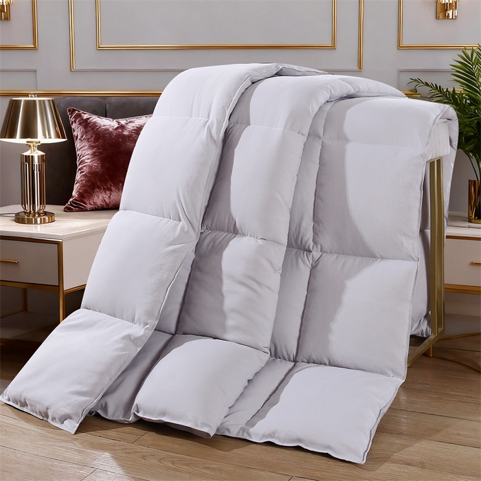 91家纺网 家纺一手货源 找家纺 好老表被业 2025新款印花羽丝绒冬被被子被芯 白银灰色