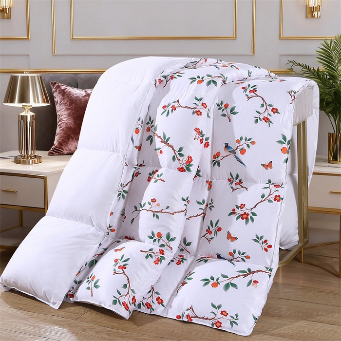 91家纺网 家纺一手货源 找家纺 好老表被业 2025新款印花羽丝绒冬被被子被芯 雀语硕果