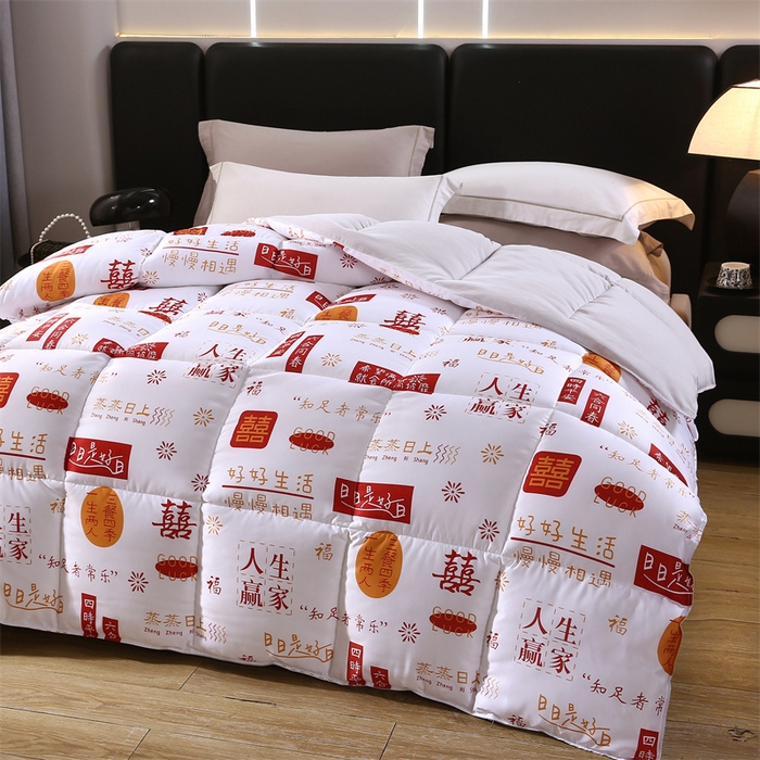91家纺网 家纺一手货源 找家纺 好老表被业 2025新款印花羽丝绒冬被被子被芯 吉语满铺