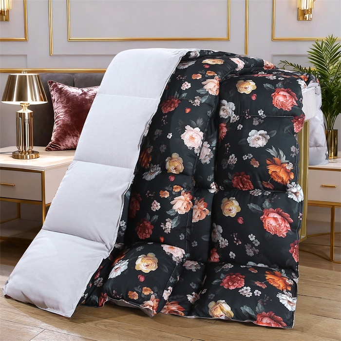 91家纺网 家纺一手货源 找家纺 好老表被业 2025新款印花羽丝绒冬被被子被芯 暗夜繁花