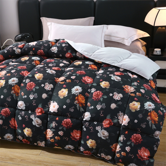 91家纺网 家纺一手货源 找家纺 好老表被业 2025新款印花羽丝绒冬被被子被芯 暗夜繁花