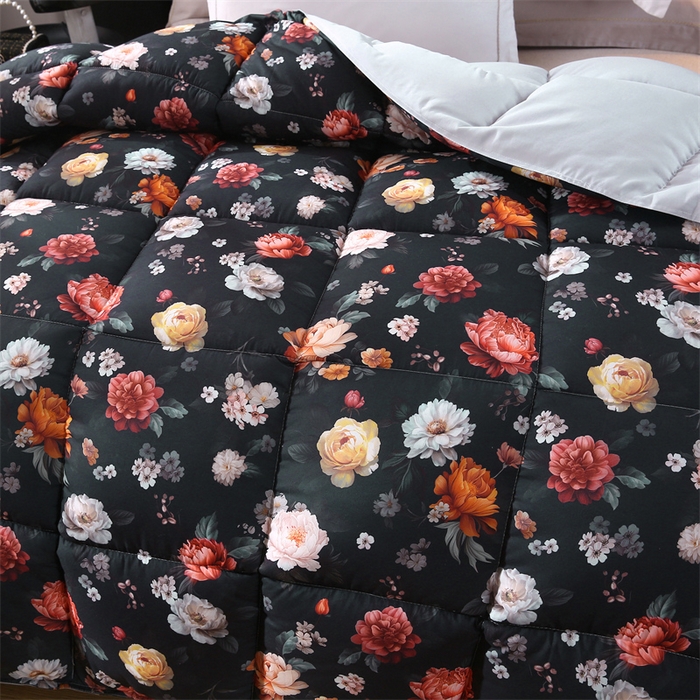 91家纺网 家纺一手货源 找家纺 好老表被业 2025新款印花羽丝绒冬被被子被芯 暗夜繁花