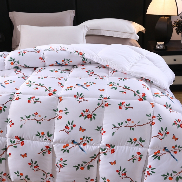 91家纺网 家纺一手货源 找家纺 好老表被业 2025新款印花羽丝绒冬被被子被芯 雀语硕果