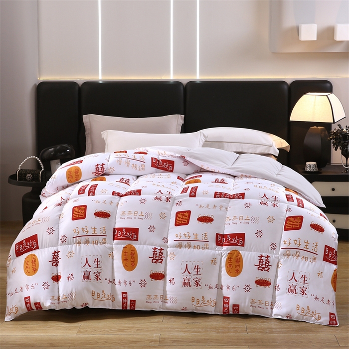 91家纺网 家纺一手货源 找家纺 好老表被业 2025新款印花羽丝绒冬被被子被芯 吉语满铺