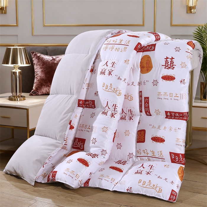 91家纺网 家纺一手货源 找家纺 好老表被业 2025新款印花羽丝绒冬被被子被芯 吉语满铺