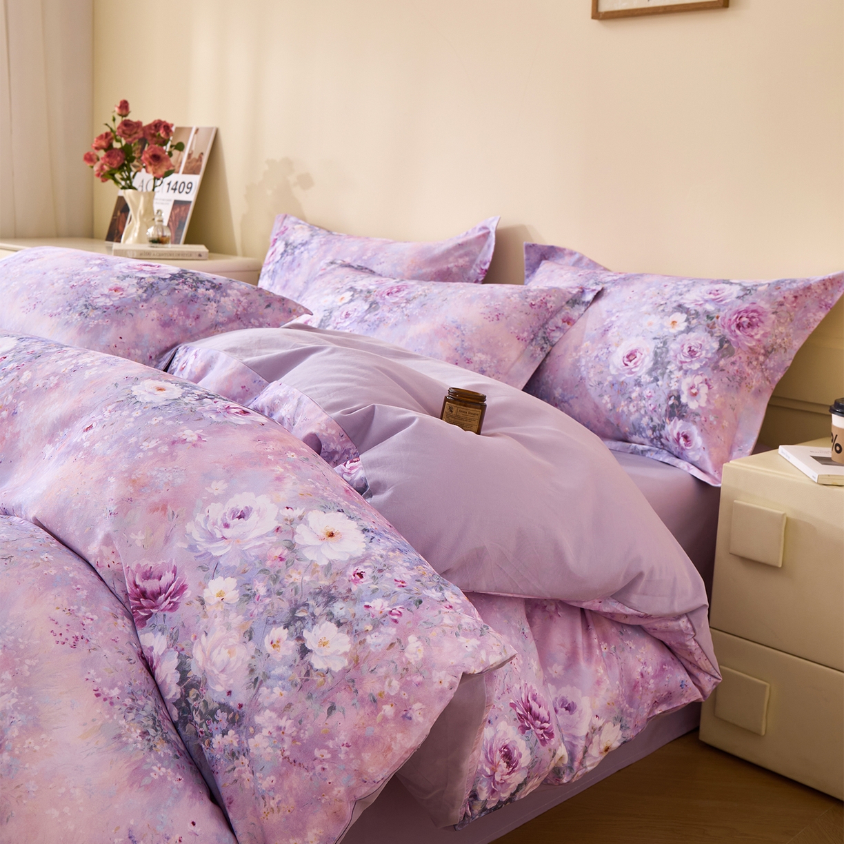 （总）元元家居（元元被业） 2025秋冬新款全棉纯棉磨毛印花四件套