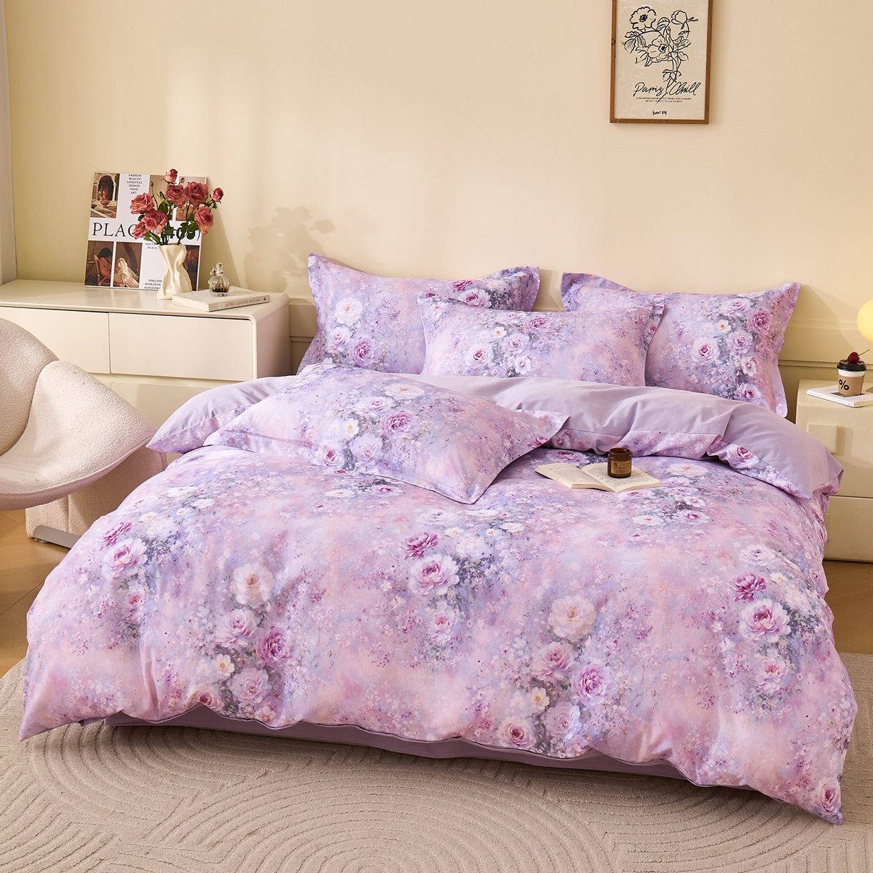 91家纺网 家纺一手货源 找家纺 （总）元元家居（元元被业） 2025秋冬新款全棉纯棉磨毛印花四件套