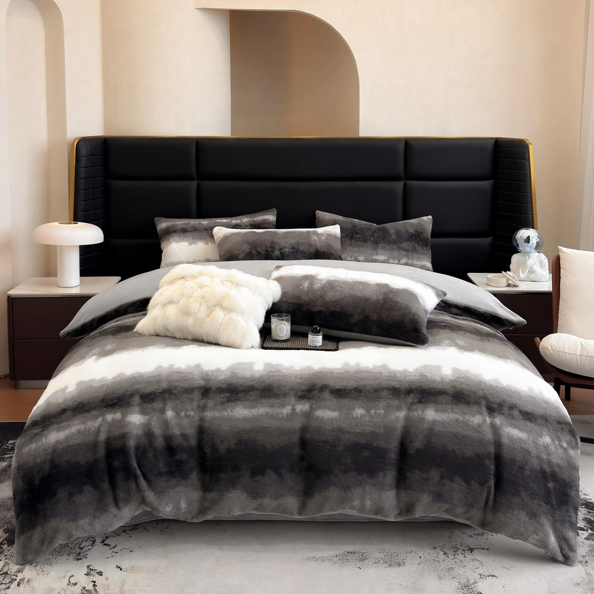 91家纺网 家纺一手货源 找家纺 （总）优悦生活馆 2025新款高克重兔毛绒牛奶绒保暖四件套-幻彩