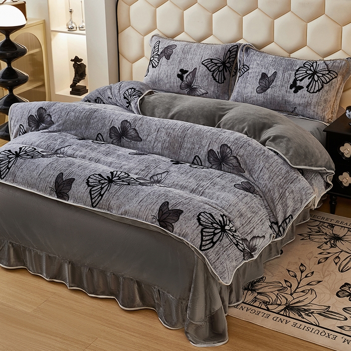 91家纺网 家纺一手货源 找家纺 （总）栩裕 2025新款7斤重牛奶金貂绒印花牛奶绒四件套