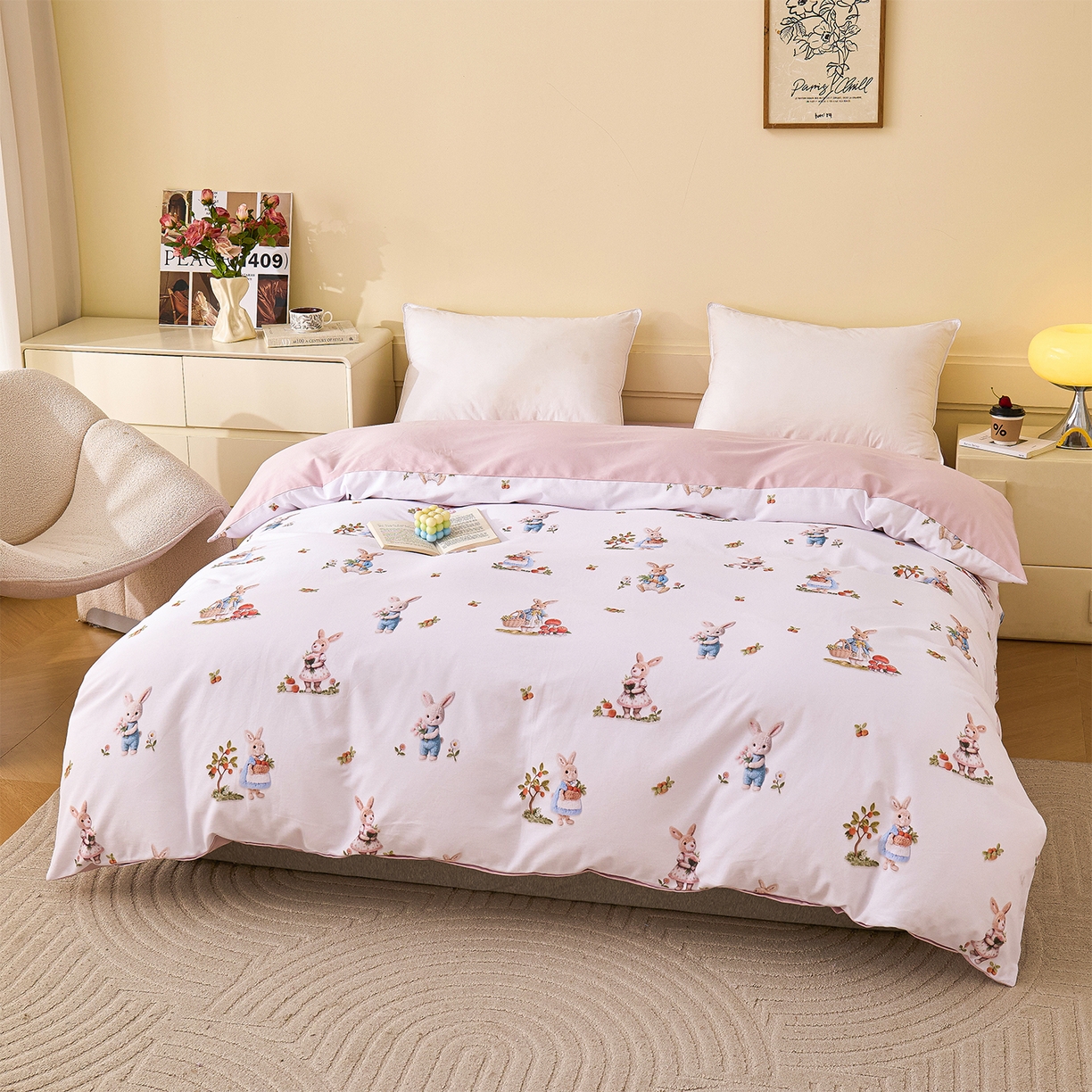 元元家居（元元被业） 2025秋冬新款全棉纯棉磨毛印花单被套 彼得庄园