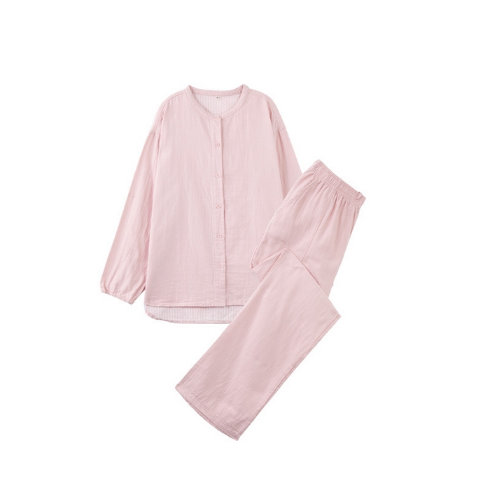 91家纺网 家纺一手货源 找家纺 （总）良品汇馆 日式无印国潮纯棉家居服良品双层纱布情侣睡衣女男士套装睡衣情侣