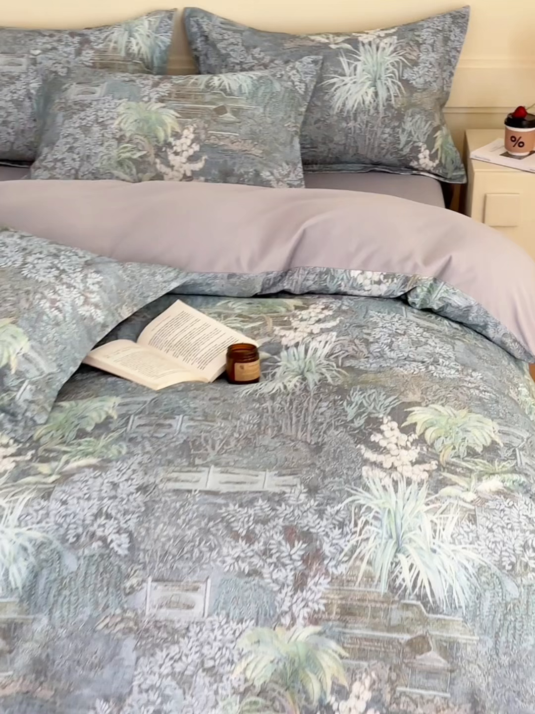 91家纺网 家纺一手货源 找家纺 元元家居（元元被业） 2025秋冬新款全棉纯棉磨毛印花单被套 繁花点缀