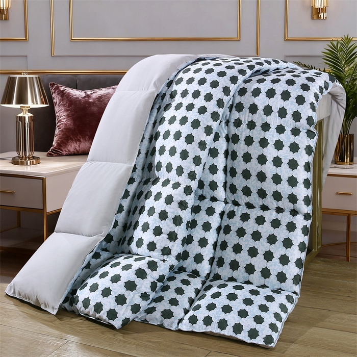 91家纺网 家纺一手货源 找家纺 好老表被业 2025新款印花羽丝绒冬被被子被芯 四叶星韵