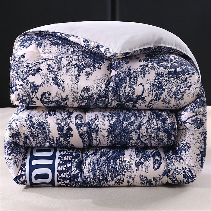 91家纺网 家纺一手货源 找家纺 好老表被业 2025新款印花羽丝绒冬被被子被芯 墨蓝丛林