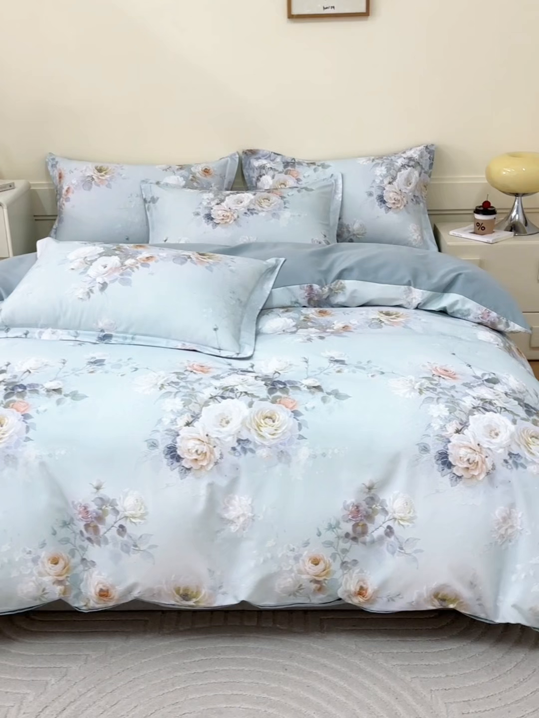 91家纺网 家纺一手货源 找家纺 元元家居（元元被业） 2025秋冬新款全棉纯棉磨毛印花单被套 玫瑰花绣