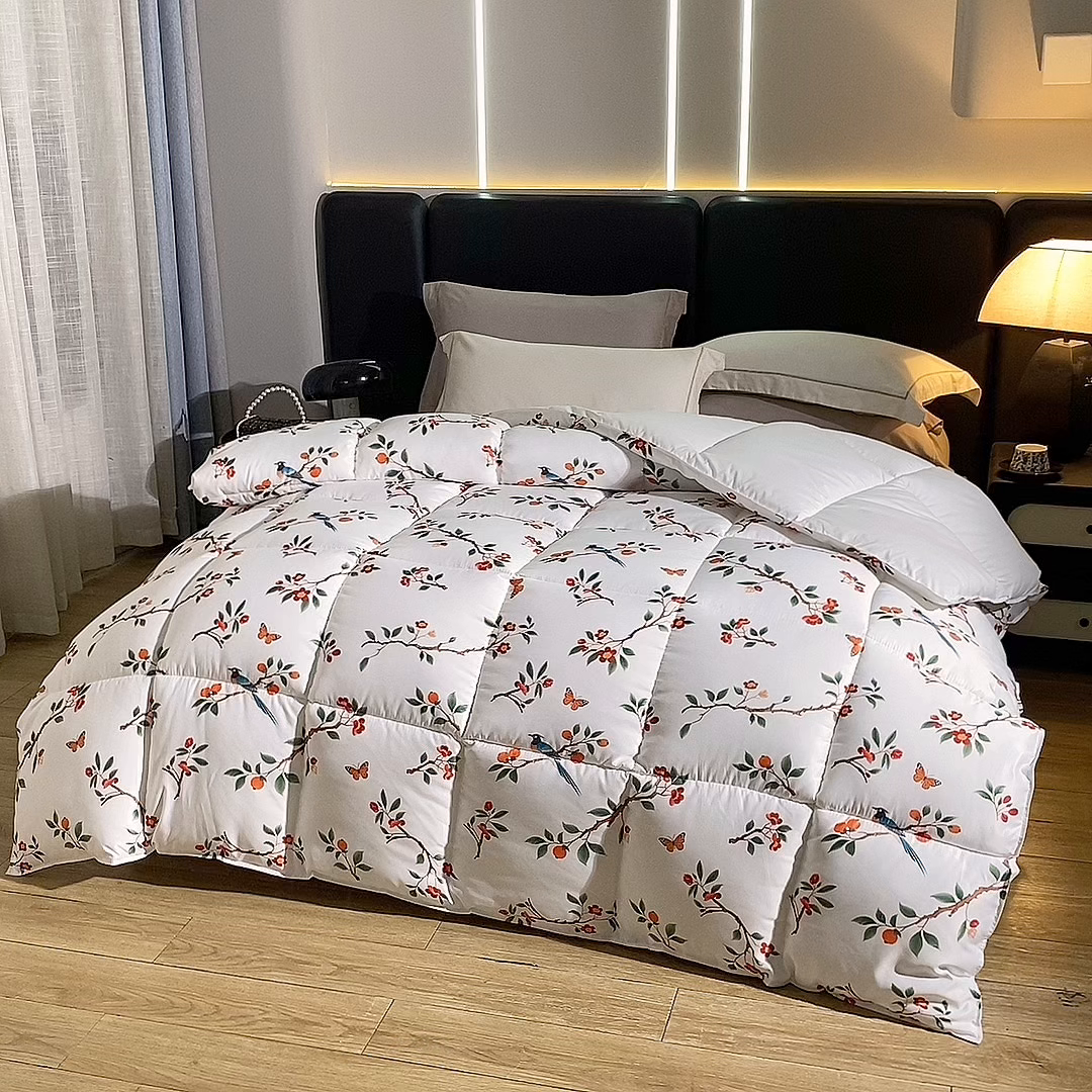 91家纺网 家纺一手货源 找家纺 好老表被业 2025新款印花羽丝绒冬被被子被芯 雀语硕果