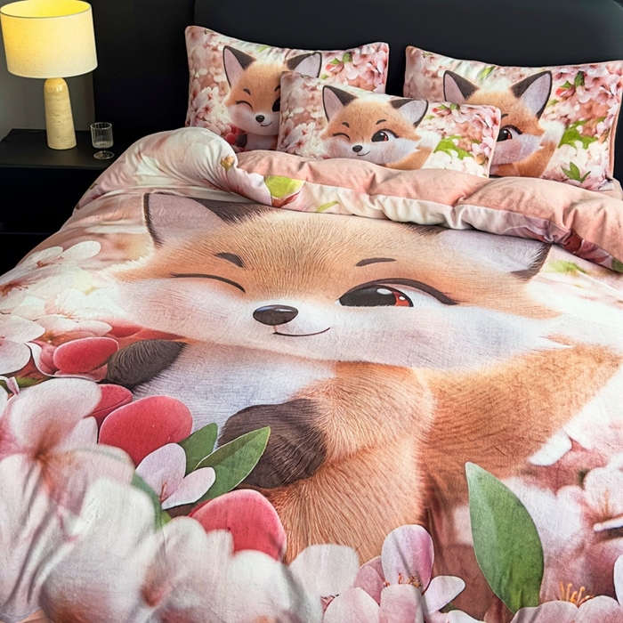 91家纺网 家纺一手货源 找家纺 宝薇 2025新款5D数码印染大卡通牛奶绒四件套 阿狸