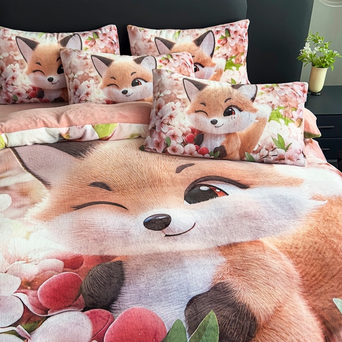 91家纺网 家纺一手货源 找家纺 宝薇 2025新款5D数码印染大卡通牛奶绒四件套 阿狸