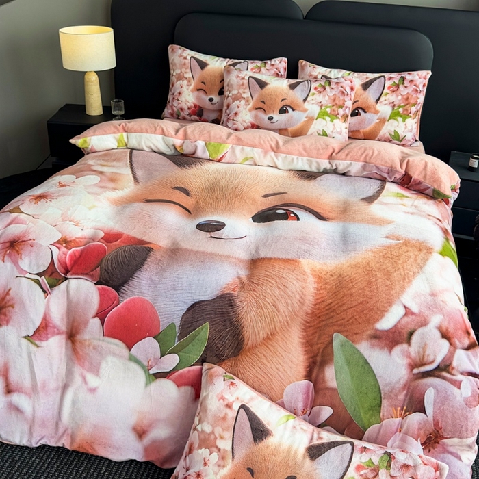 91家纺网 家纺一手货源 找家纺 宝薇 2025新款5D数码印染大卡通牛奶绒四件套 阿狸