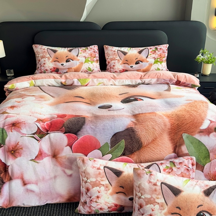 91家纺网 家纺一手货源 找家纺 宝薇 2025新款5D数码印染大卡通牛奶绒四件套 阿狸