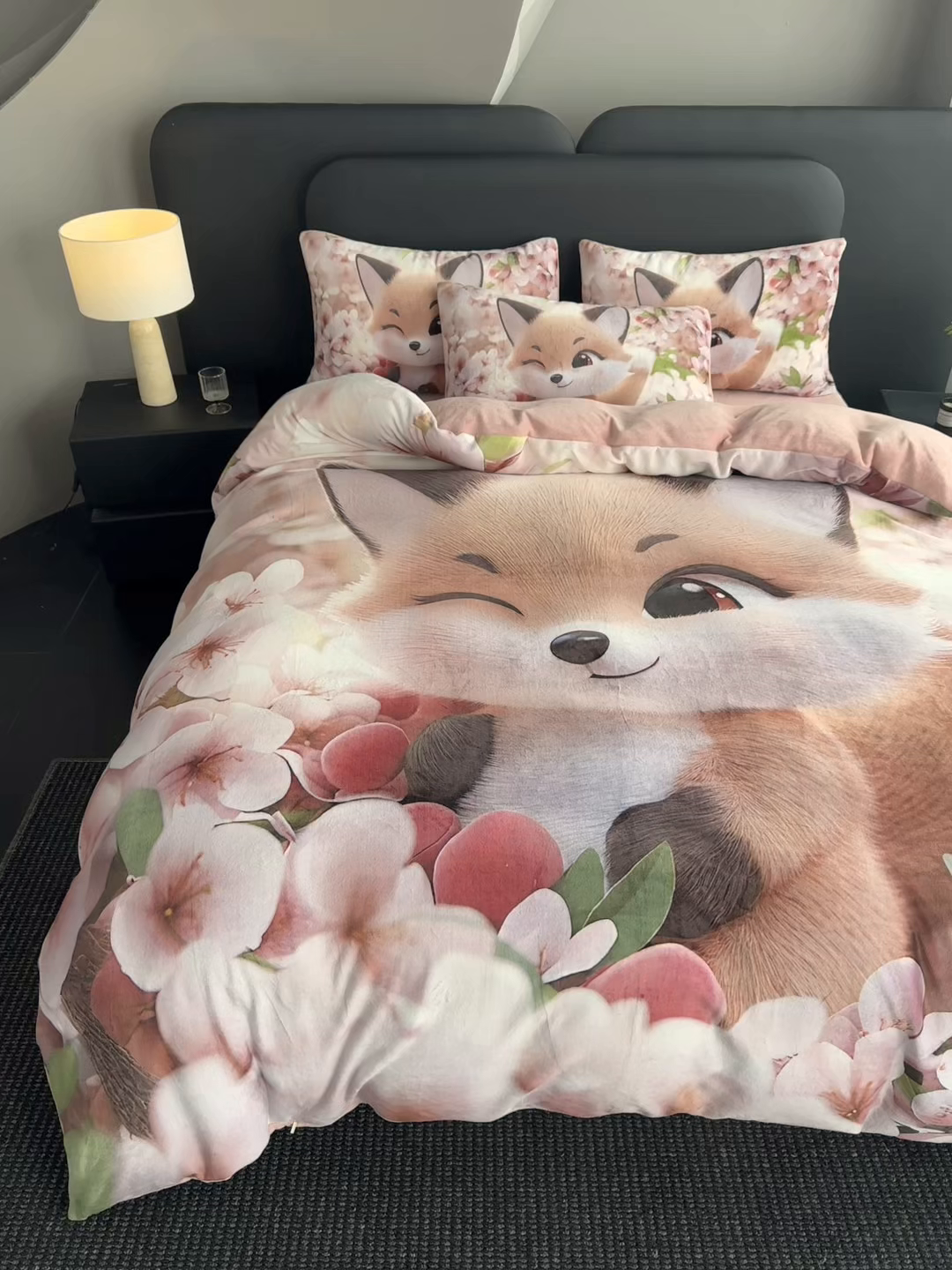 91家纺网 家纺一手货源 找家纺 宝薇 2025新款5D数码印染大卡通牛奶绒四件套 阿狸