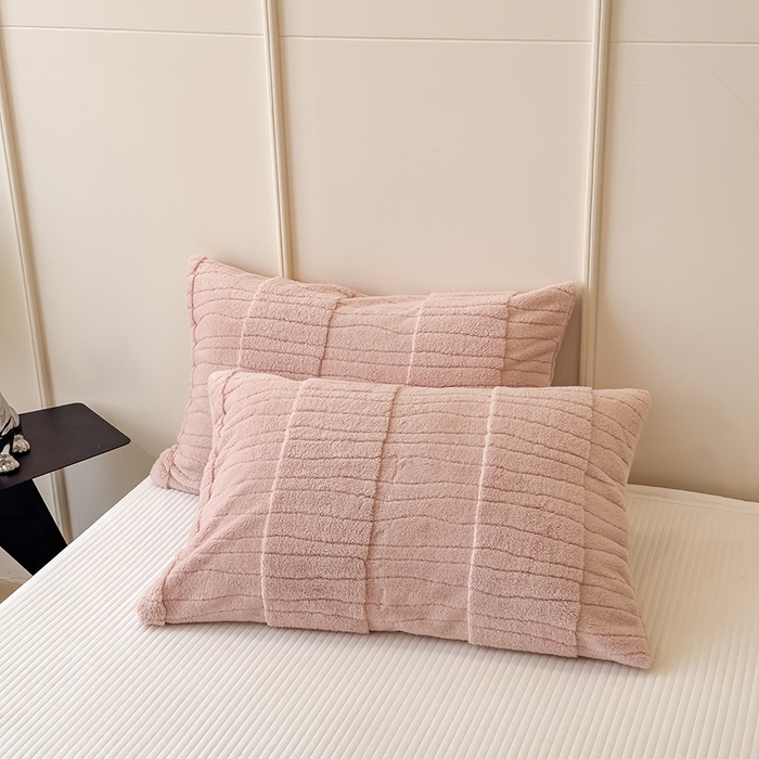 91家纺网 家纺一手货源 找家纺 世纪绒品 2025新款A类加厚水波纹羊羔绒双层提花毛毯 水波纹-浅粉