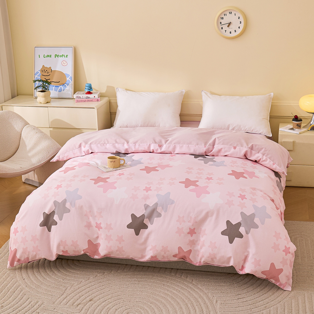 元元家居（元元被业） 2025秋冬新款全棉纯棉磨毛印花单被套 星星格格