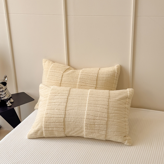 91家纺网 家纺一手货源 找家纺 世纪绒品 2025新款A类加厚水波纹羊羔绒双层提花毛毯 水波纹-米白