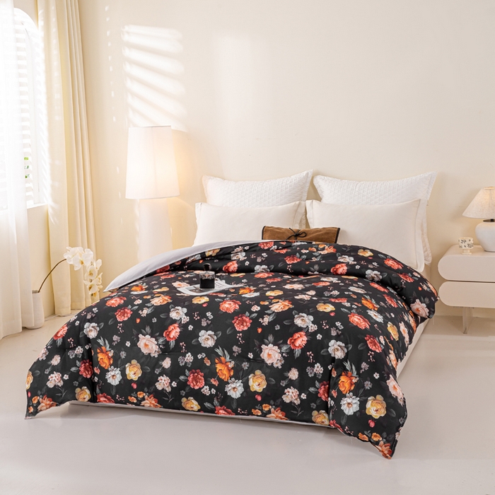 91家纺网 家纺一手货源 找家纺 好老表被业 2025新款印花云朵棉冬被四季被被子被芯 暗夜繁花