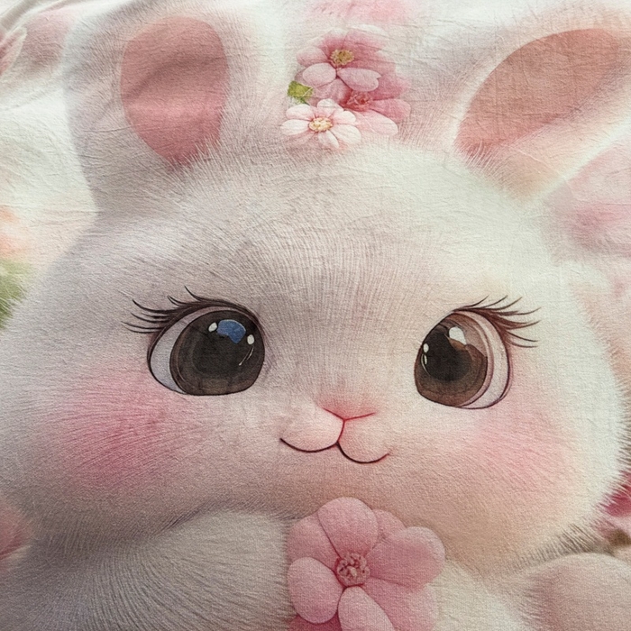 91家纺网 家纺一手货源 找家纺 宝薇 2025新款5D数码印染大卡通牛奶绒四件套 桃花兔