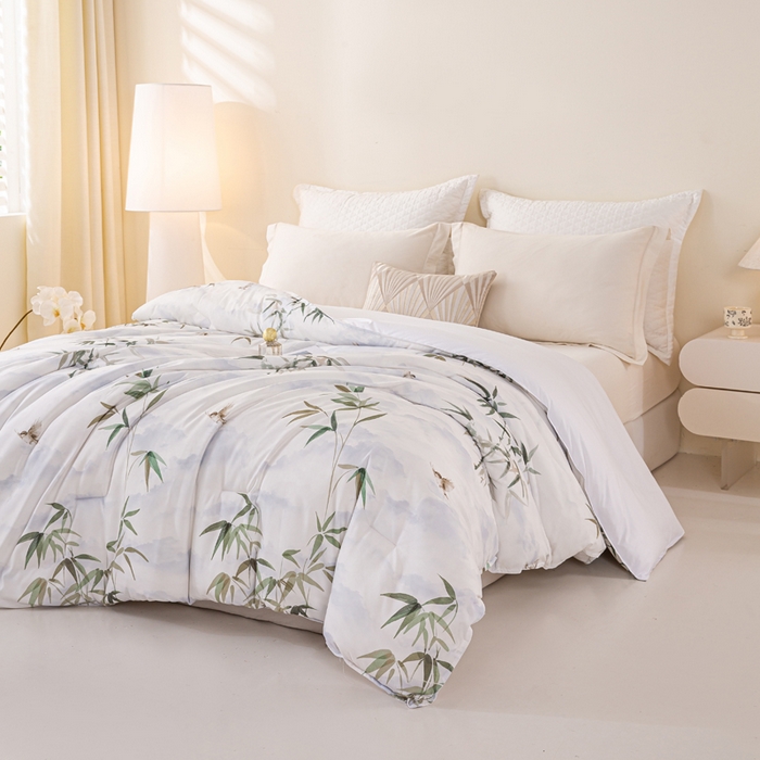 91家纺网 家纺一手货源 找家纺 好老表被业 2025新款印花云朵棉冬被四季被被子被芯 竹韵悠然