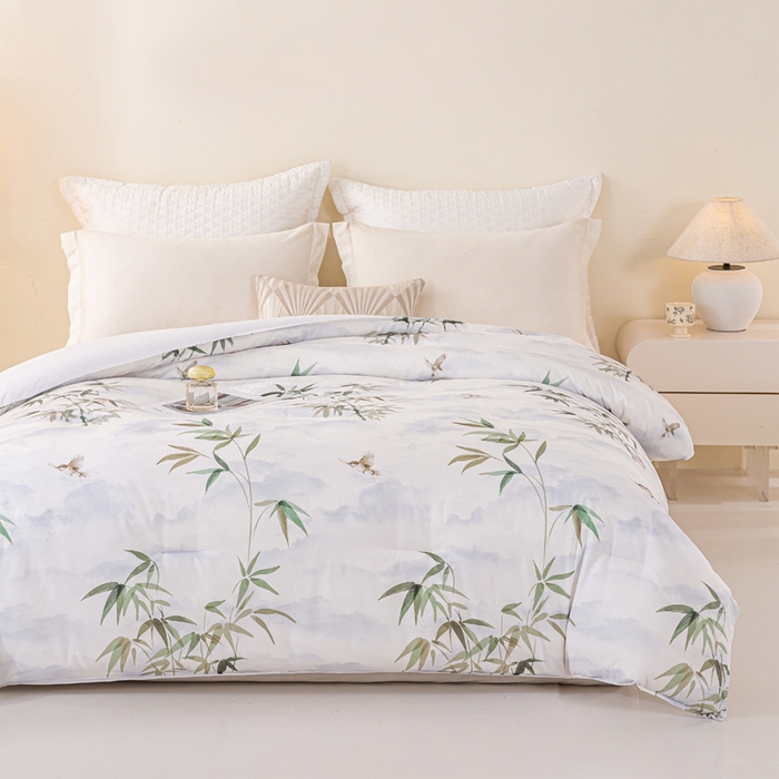 91家纺网 家纺一手货源 找家纺 好老表被业 2025新款印花云朵棉冬被四季被被子被芯 竹韵悠然