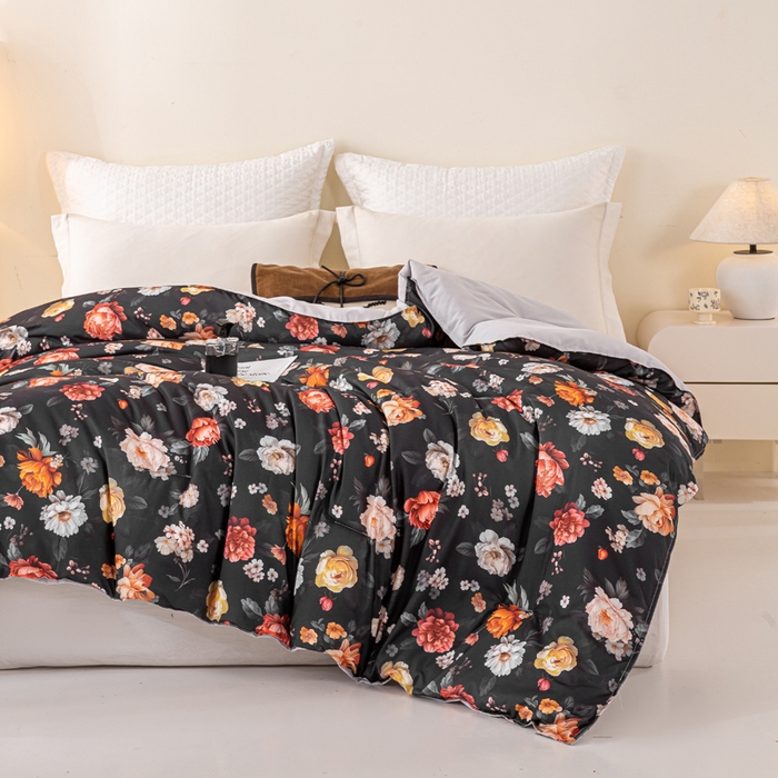 91家纺网 家纺一手货源 找家纺 好老表被业 2025新款印花云朵棉冬被四季被被子被芯 暗夜繁花