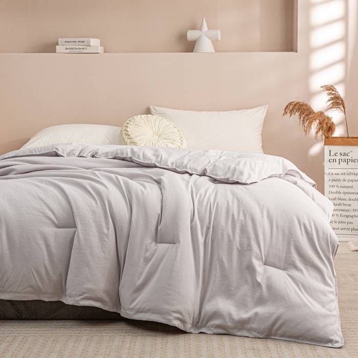 91家纺网 家纺一手货源 找家纺 好老表被业 2025新款印花云朵棉冬被四季被被子被芯 白银灰色