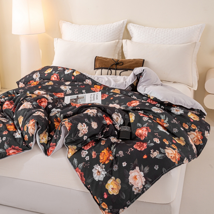 91家纺网 家纺一手货源 找家纺 好老表被业 2025新款印花云朵棉冬被四季被被子被芯 暗夜繁花