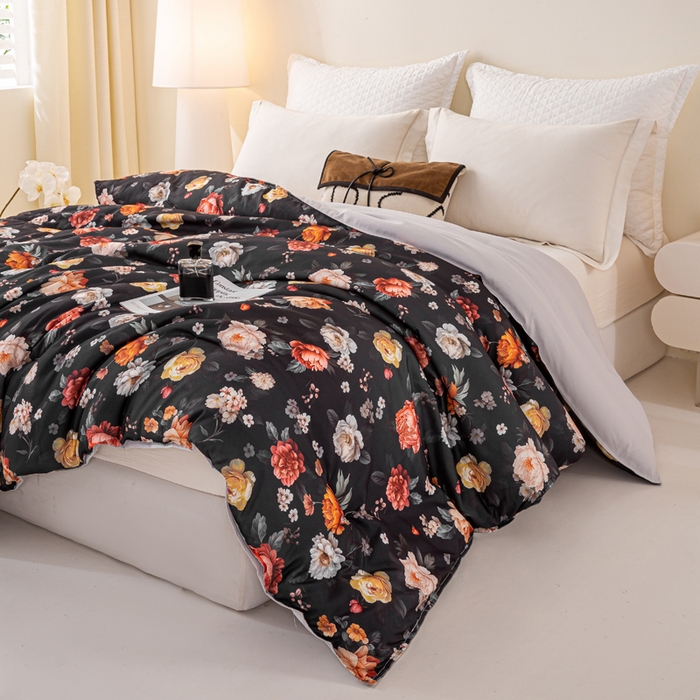 91家纺网 家纺一手货源 找家纺 好老表被业 2025新款印花云朵棉冬被四季被被子被芯 暗夜繁花