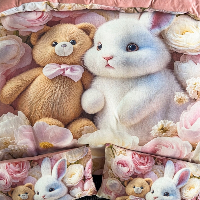 91家纺网 家纺一手货源 找家纺 宝薇 2025新款5D数码印染大卡通牛奶绒四件套 小时光