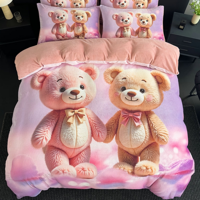 91家纺网 家纺一手货源 找家纺 （总）宝薇 2025新款5D数码印染大卡通牛奶绒四件套