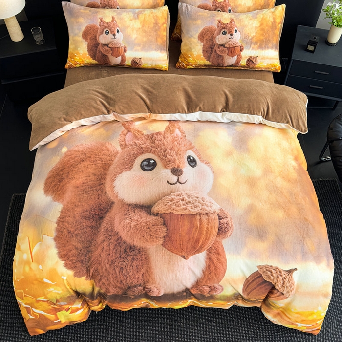 91家纺网 家纺一手货源 找家纺 （总）宝薇 2025新款5D数码印染大卡通牛奶绒四件套