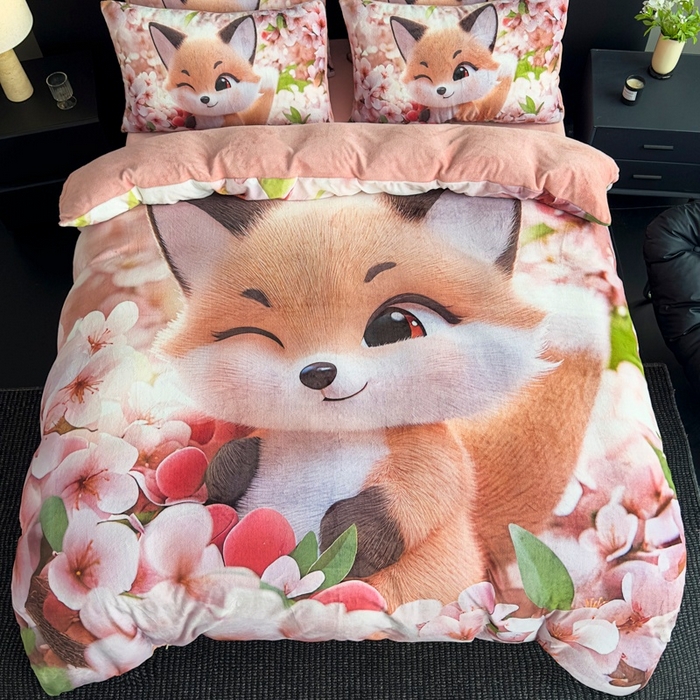 91家纺网 家纺一手货源 找家纺 （总）宝薇 2025新款5D数码印染大卡通牛奶绒四件套