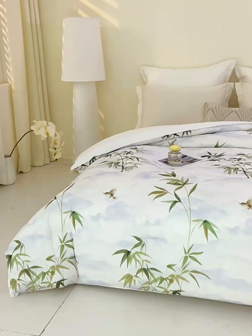 91家纺网 家纺一手货源 找家纺 好老表被业 2025新款印花云朵棉冬被四季被被子被芯 竹韵悠然
