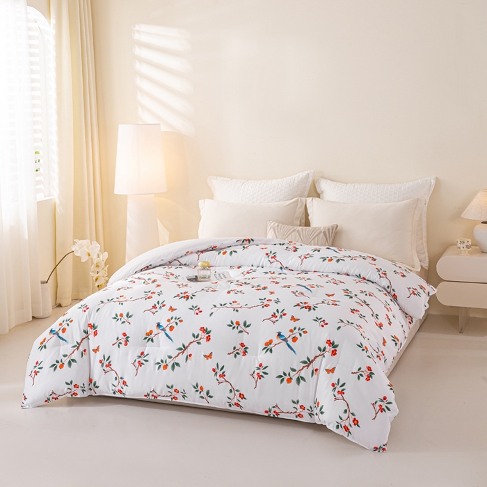 91家纺网 家纺一手货源 找家纺 好老表被业 2025新款印花云朵棉冬被四季被被子被芯 雀语硕果