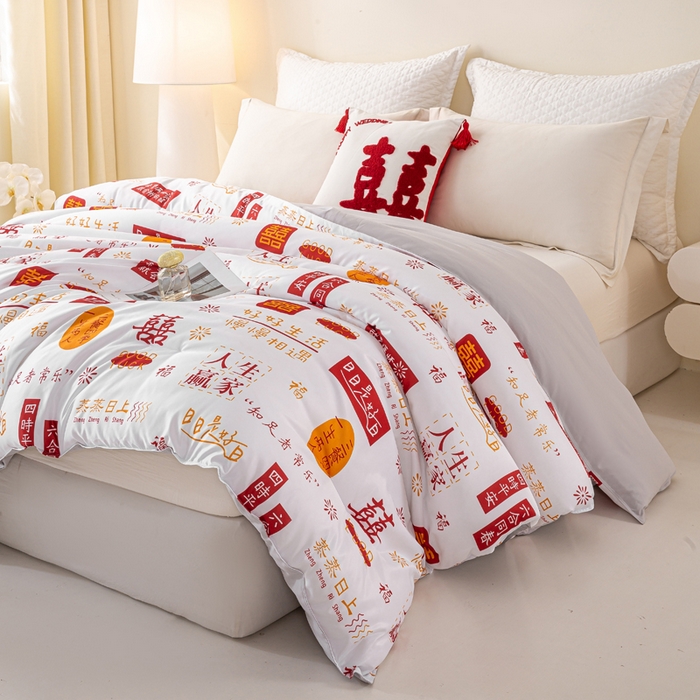 91家纺网 家纺一手货源 找家纺 好老表被业 2025新款印花云朵棉冬被四季被被子被芯 吉语满铺